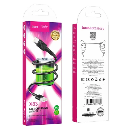 USB A - USB C Hoco 3A 1 m X83 fekete kábel - 6