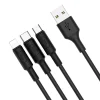 Kábel 3 az 1-ben USB A - Lightning / Micro USB / USB C Hoco 2A 1 m fekete thumbnail