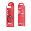 Kábel 3 az 1-ben USB A - Lightning / Micro USB / USB C Hoco 2A 1 m fekete thumbnail