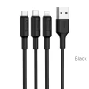 Kábel 3 az 1-ben USB A - Lightning / Micro USB / USB C Hoco 2A 1 m fekete thumbnail