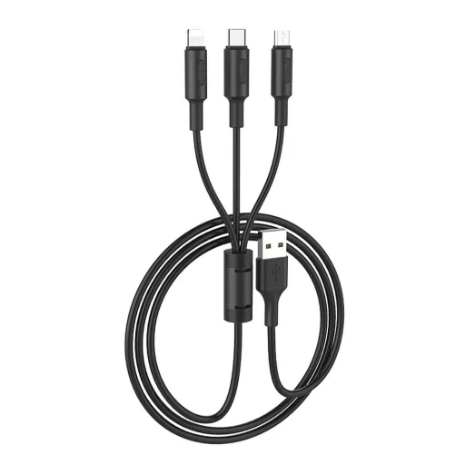 Kábel 3 az 1-ben USB A - Lightning / Micro USB / USB C Hoco 2A 1 m fekete - 3