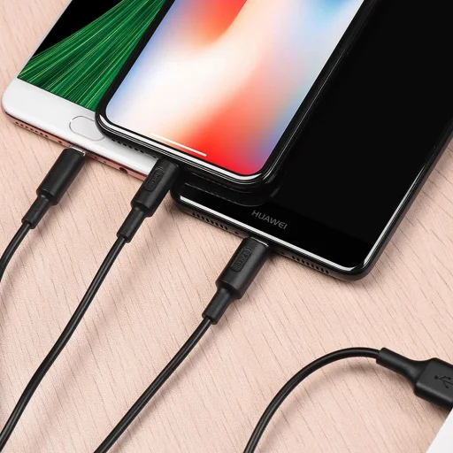 Kábel 3 az 1-ben USB A - Lightning / Micro USB / USB C Hoco 2A 1 m fekete - 4
