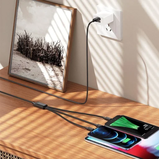 Kábel 3 az 1-ben USB A Lightning / Micro USB / USB C Hoco 2A X74 1 m fekete - 5