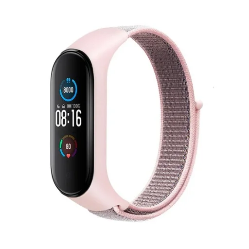 Nylon szíj Xiaomi Mi Band 5 / 6 / 7 rózsaszín - 1
