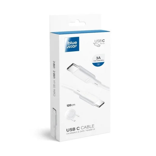 BLUE STAR Type-C USB kábel Type C - Type C PD 3A 1,2 m fehér - 1