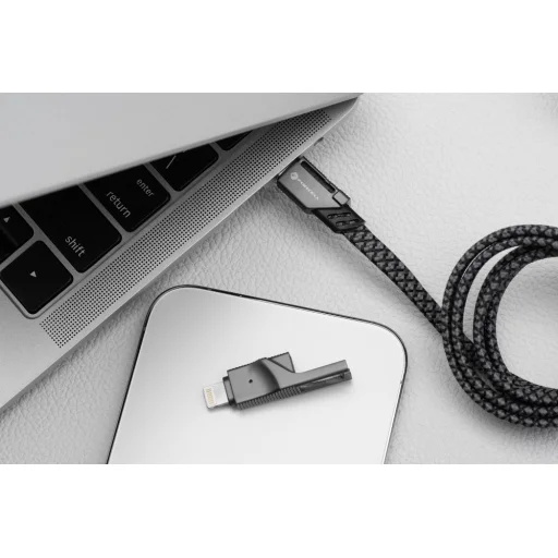 FORCELL F-ENERGY C241 4 az 1-ben kábel Type C / USB A Type C / Lightning QC PD 3A 60W 1 m króm - 9