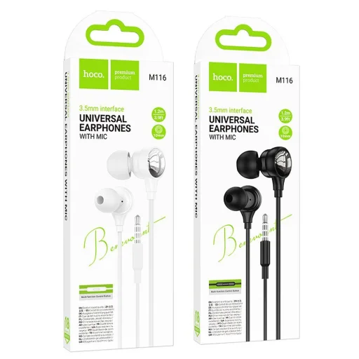 HOCO vezetékes fülhallgatók Jack 3,5 mm mikrofonnal M116 fekete - 6