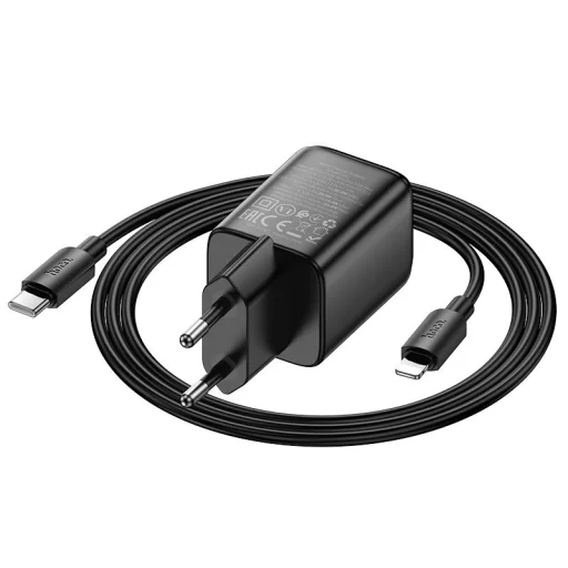 HOCO fali töltő USB A + Type C + Type C - Lightning kábel PD QC3.0 3A 20W N52 fekete - 3