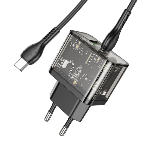 HOCO fali töltő USB A + Type C + kábel Type C to Type C PD QC3.0 3A 20W N34 átlátszó - 4
