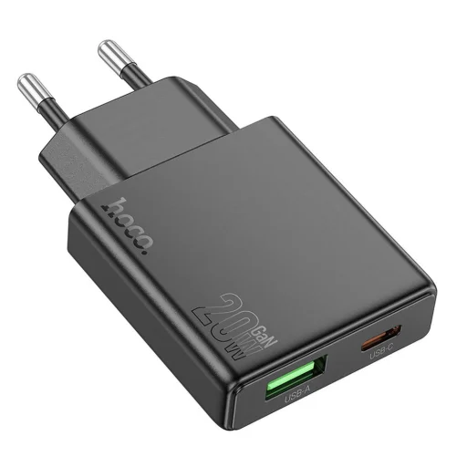 HOCO vékony fali töltő USB A + Type C PD QC3.0 3A 20W N38 fekete - 4