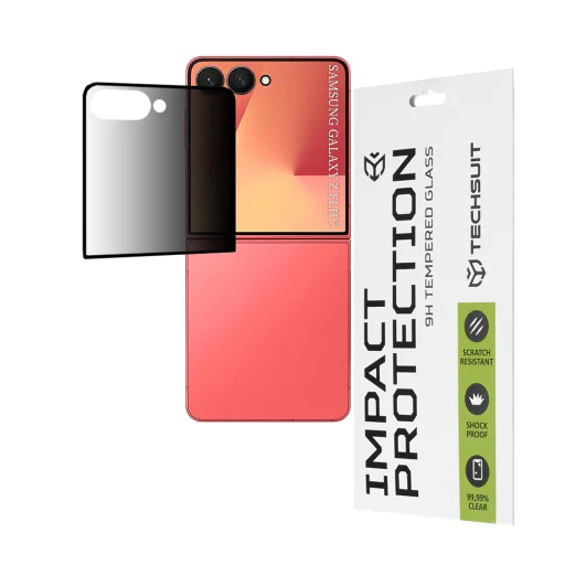  Samsung Galaxy Z Flip7 Fekete Techsuit 111D Privacy Teljes Ragasztás üvegfólia - 1