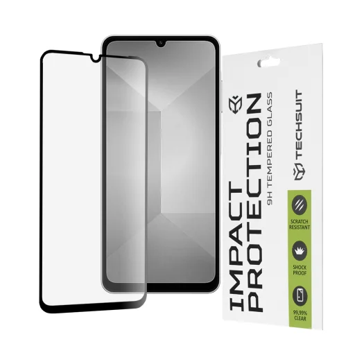 Teljes fedésű / Teljes ragasztású üvegfólia - Techsuit - 111D - Samsung Galaxy A07 4G - Fekete üvegfólia - 1