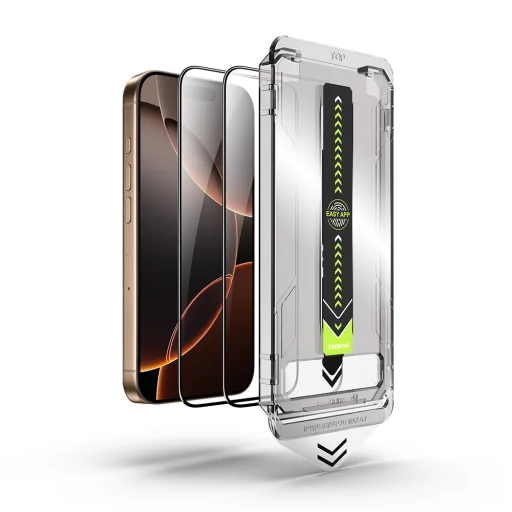 Techsuit - TitanGlass Teljes Fedezet (2 darab) - iPhone 15 Pro - Fekete üvegfólia - 2