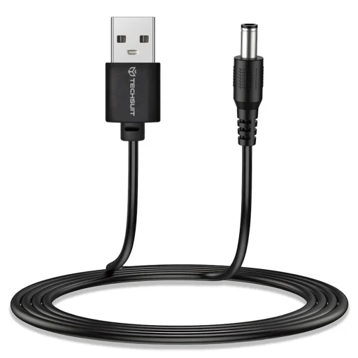 Techsuit - Töltőadapter CableNest (AC21) - USB-ről DC-re, 7x DC hordós csatlakozó adapterrel (kerek csatlakozó), Type-C, Mini-USB, Micro-USB - Fekete. - 1