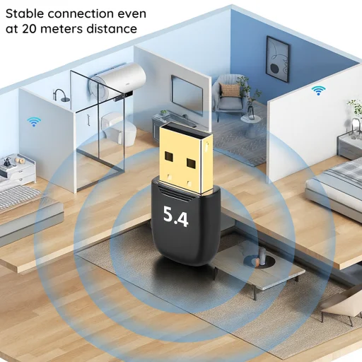 Bluetooth Adapter PC-hez - Techsuit BlueJet (A20), Bluetooth 5.4, Plug&Play, EDR&BLE - Fekete - 3