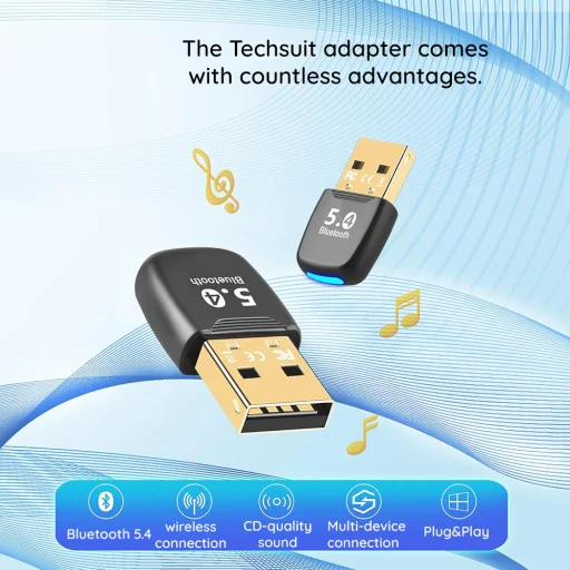 Bluetooth Adapter PC-hez - Techsuit BlueJet (A20), Bluetooth 5.4, Plug&Play, EDR&BLE - Fekete - 7