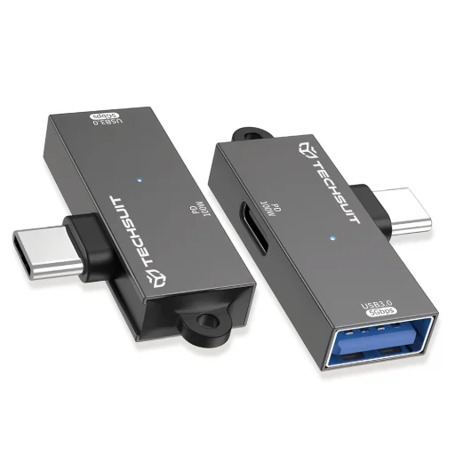 Techsuit - DataBlitz Adapter (A21) - Type-C, USB3.0, PD100W, 5Gbps - Szürke - 1