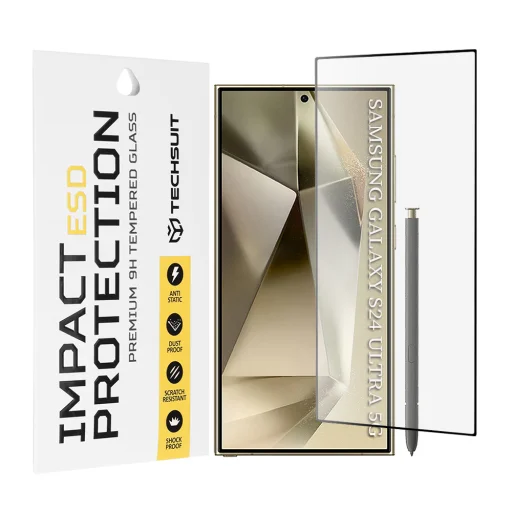 ESD üveg, Techsuit - Samsung Galaxy S24 Ultra - Fekete üvegfólia - 1