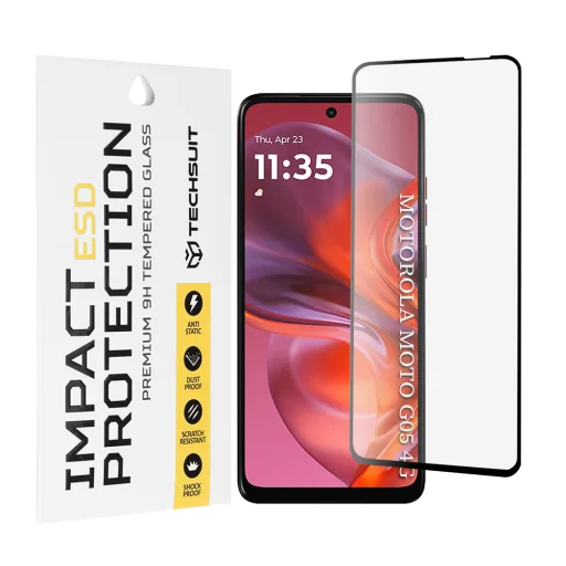 Motorola Moto G05 / E15 - Techsuit - ESD üveg - Fekete üvegfólia - 1