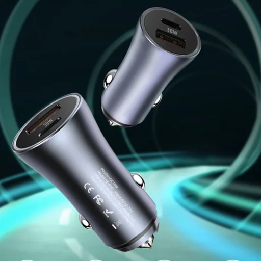 Autós töltő - Techsuit - Premium Car Charger RescueVolt (C3) - fém ablakbetörővel, gyorstöltés, USB QC18W, USB-C PD30W, 5V/3A - Szürke. - 4