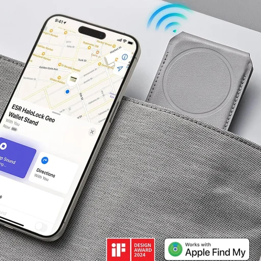ESR - Asztali tartó HaloLock Findmy Pénztárca - Műbőr Pénztárca Állvány - Természetes Titán - 6