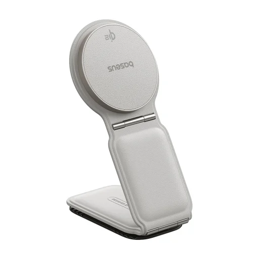 Baseus - Autós tartó vezeték nélküli töltéssel PrimeTrip C02 (C40169003211-00) - Mágneses tartás műszerfalra, 15W - Holdfehér - 1