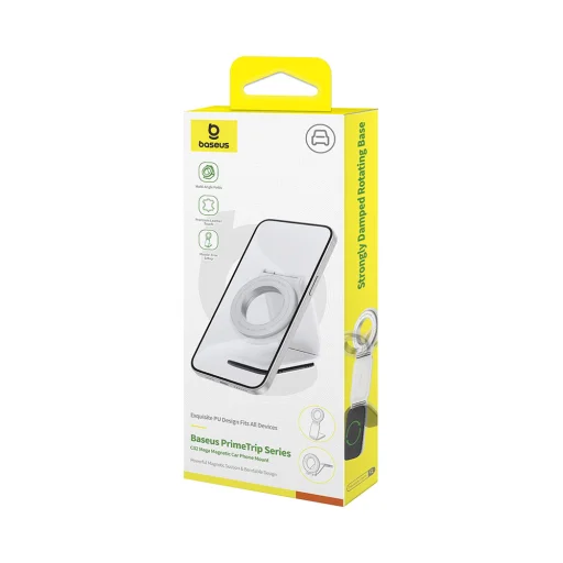 Baseus - PrimeTrip sorozat C02 autós tartó (C40169002213-00) - PU bőr, 360°, 25N, sokoldalú rögzítési lehetőség - Holdfehér - 7