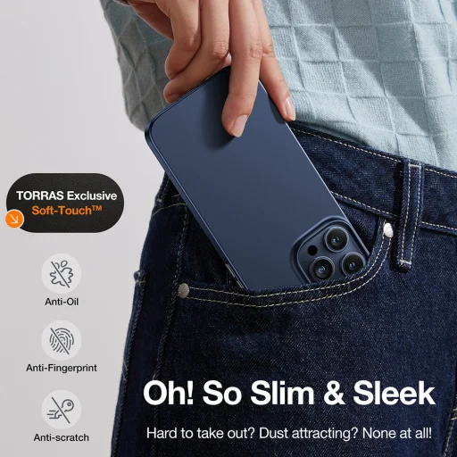 Torras - OriginFit-Mag sorozat - iPhone 15 Pro Max - Sötétkék tok - 2