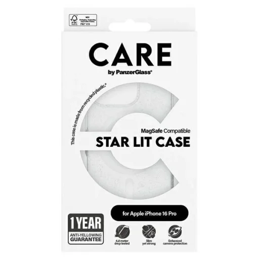 CARE by PanzerGlass Csúcskategóriás Csillagos Fény Tok iPhone 16 Pro 6.3" fehér/fehér MagSafe 1342 tok - 4