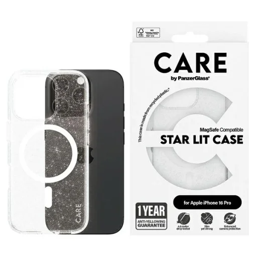 CARE by PanzerGlass Csúcskategóriás Csillagos Fény Tok iPhone 16 Pro 6.3" fehér/fehér MagSafe 1342 tok - 6
