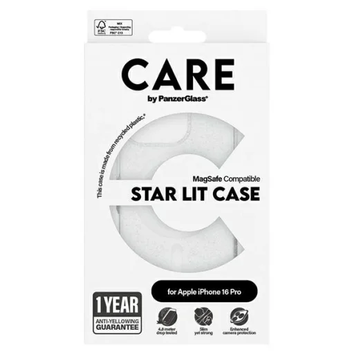 CARE by PanzerGlass Csúcskategóriás Csillagos Fény Tok iPhone 16 Pro 6.3" fehér/fehér MagSafe 1342 tok - 7
