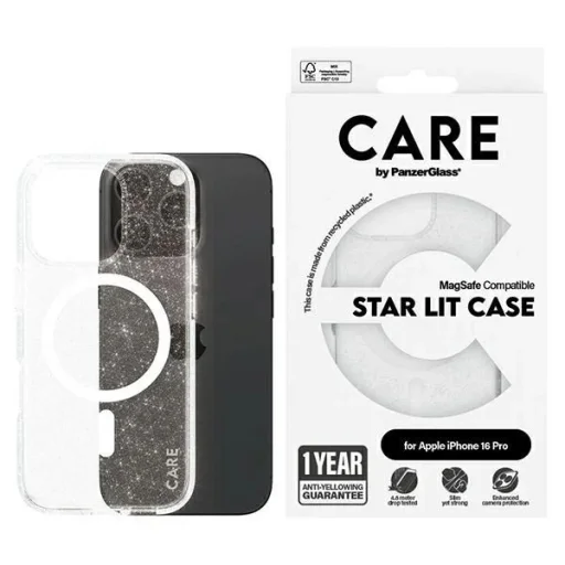 CARE by PanzerGlass Csúcskategóriás Csillagos Fény Tok iPhone 16 Pro 6.3" fehér/fehér MagSafe 1342 tok - 1