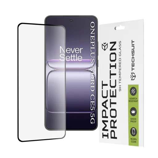 Teljes borítású / Teljes ragasztású üvegfólia - Techsuit - 111D - OnePlus Nord CE5 - Fekete üvegfólia - 1