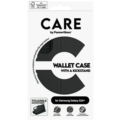CARE by PanzerGlass Feature Wallet Kickstand Samsung Galaxy S25+ tok - Fekete - 5
