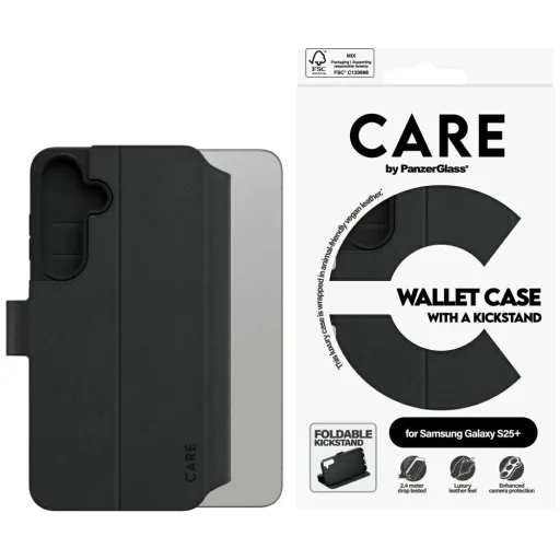 CARE by PanzerGlass Feature Wallet Kickstand Samsung Galaxy S25+ tok - Fekete - 1