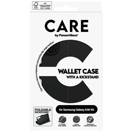 CARE by PanzerGlass Feature Wallet Kickstand Samsung Galaxy A36 5G tok - Fekete - 5