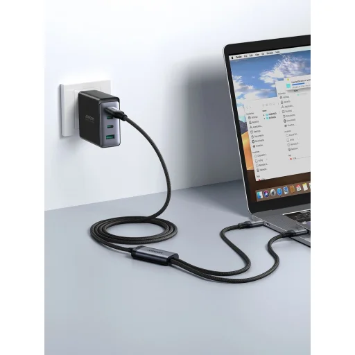 2 az 1-ben kábel Joyroom speedy series SA21-1T2 USB-C - USB-C / Lightning 100W 1,5m fekete - 8