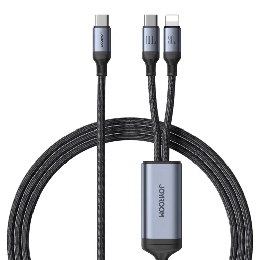 2 az 1-ben kábel Joyroom speedy series SA21-1T2 USB-C - USB-C / Lightning 100W 1,5m fekete - 1