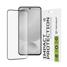 Teljes fedésű / Teljes ragasztós üvegfólia - Techsuit - 111D - Samsung Galaxy S25 FE - Fekete. üvegfólia