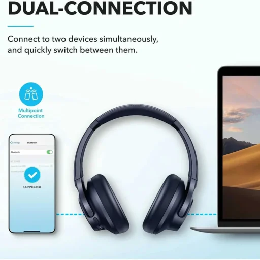 Anker - Vezeték nélküli fejhallgató Life Q20i (A3004G31) - Bluetooth, Hibrid aktív zajszűrés, Kettős csatlakozás - Kék - 3