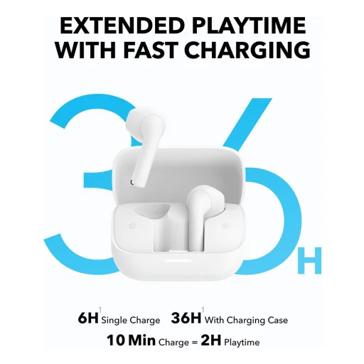 Anker - Vezeték nélküli fülhallgató SoundCore K20i (A3994G21) - Bluetooth 5.3, Kétmikrofonos, zajszűrős, IPX5 - Fehér - 2