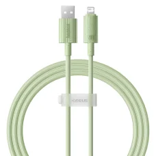 Baseus - Habitat Sorozatú Adatkábel (P10360200631-01) - USB Lightning csatlakozóval, 480Mbps, 2.4A, 2m - Természetes zöld