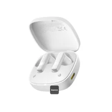 Baseus - Vezeték nélküli fülhallgató Bowie E20 (A00069700223-00) - Bluetooth 5.3, valódi vezeték nélküli, 2 ENC mikrofon, erőteljes mélyhang, IPX5 - Fehér