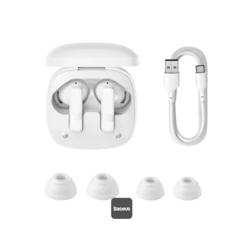 Baseus - Vezeték nélküli fülhallgató Bowie E20 (A00069700223-00) - Bluetooth 5.3, valódi vezeték nélküli, 2 ENC mikrofon, erőteljes mélyhang, IPX5 - Fehér - 6