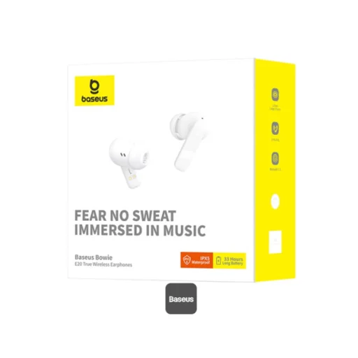 Baseus - Vezeték nélküli fülhallgató Bowie E20 (A00069700223-00) - Bluetooth 5.3, valódi vezeték nélküli, 2 ENC mikrofon, erőteljes mélyhang, IPX5 - Fehér - 7