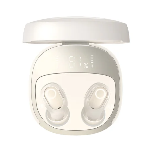 Baseus - Vezeték nélküli fülhallgató WM02+ (NGTW370302) - Valódi vezeték nélküli sztereó, Bluetooth V5.3, Intelligens kijelző - Krémszínű fehér - 4
