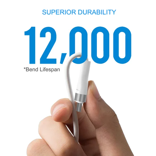 Lito - Adatkábel (LD02) - USB-ről Lightning-re Gyors Töltés 60W, Gubancmentes, 1,2 m - Fehér - 4