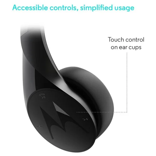 Motorola - Vezeték nélküli fejhallgató Sound Moto (XT500) - Bluetooth, fülre helyezhető, többpontos csatlakozás, Alexa, Siri, zajszigetelés - Fekete - 4