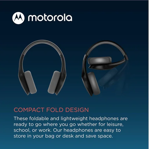 Motorola - Vezeték nélküli fejhallgató Sound Moto (XT500) - Bluetooth, fülre helyezhető, többpontos csatlakozás, Alexa, Siri, zajszigetelés - Fekete - 6