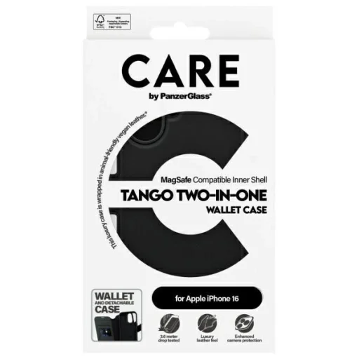 CARE by PanzerGlass Feature Tango 2in1 Wallet MagSafe tok iPhone 16 - Fekete, - 4